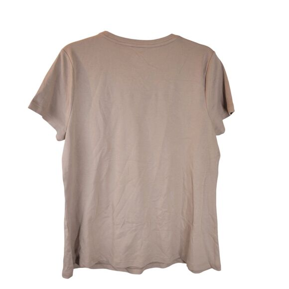 Isaac Mizrahi Womens Sz L Tan Solid Short Sleeve T-Shirt - Picture 6 of 12